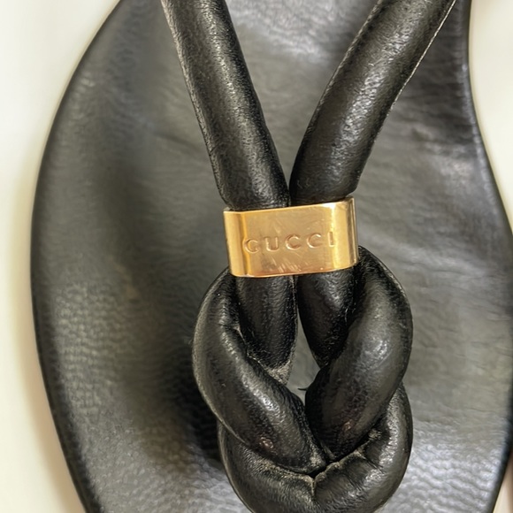 Gucci Black Leather Slingback Sandals - Picture 2 of 9